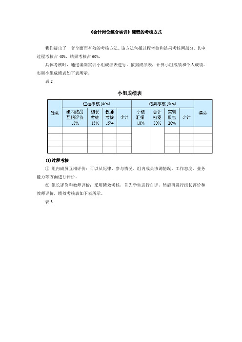 《会计岗位综合实训》课程的考核方式