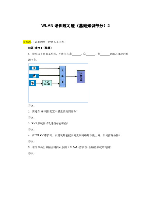 WLAN培训练习题及参考答案(基础知识部分)2