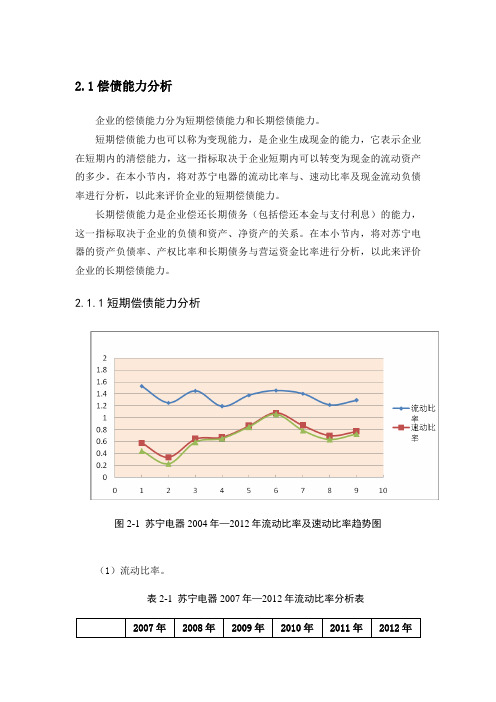 偿债能力分析