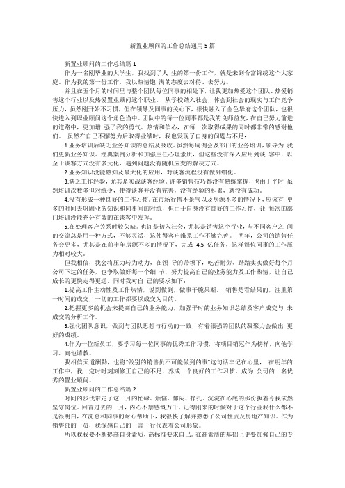 新置业顾问的工作总结通用5篇