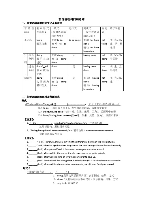 (完整版)非谓语动词归纳总结