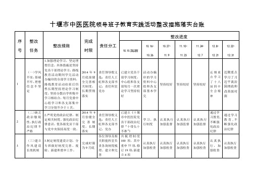 十堰市中医医院领导班子教育实践活动整改措施落实台账