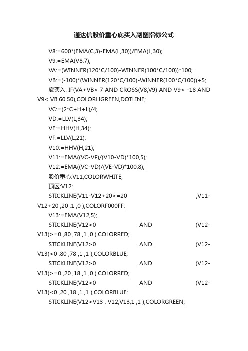 通达信股价重心底买入副图指标公式