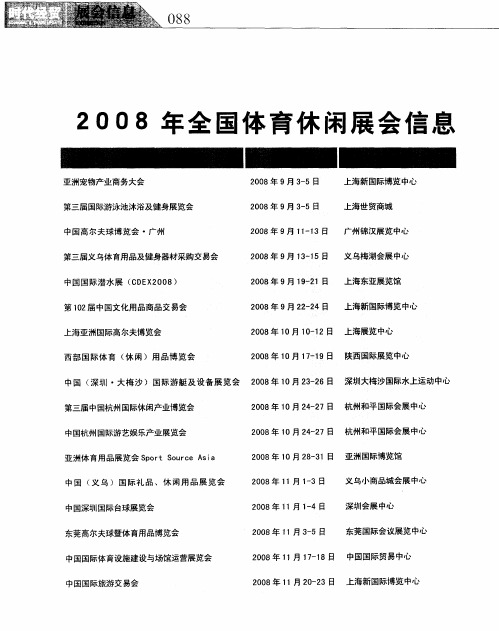 2008年全国体育休闲展会信息