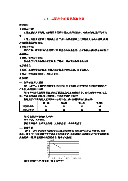 七年级数学上册5.4从图表中的数据获取信息教学设计(新版)沪科版