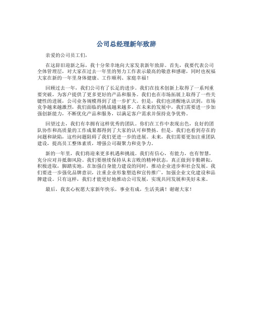 公司总经理新年致辞