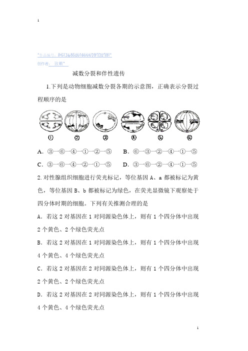 减数分裂和伴性遗传习题集