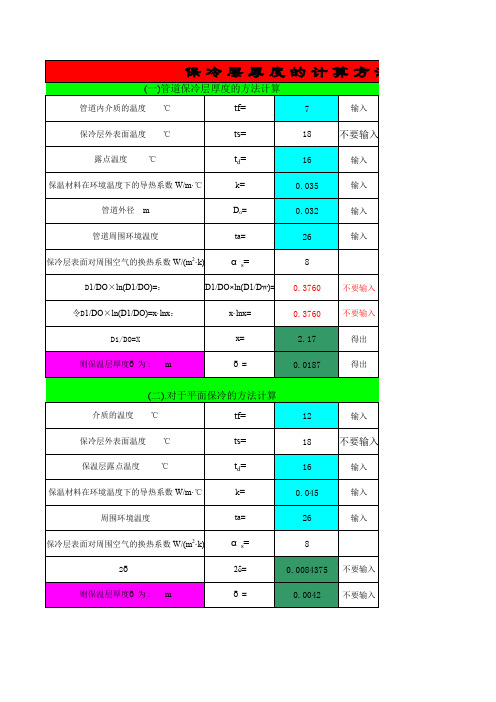 保冷层厚度的计算方法