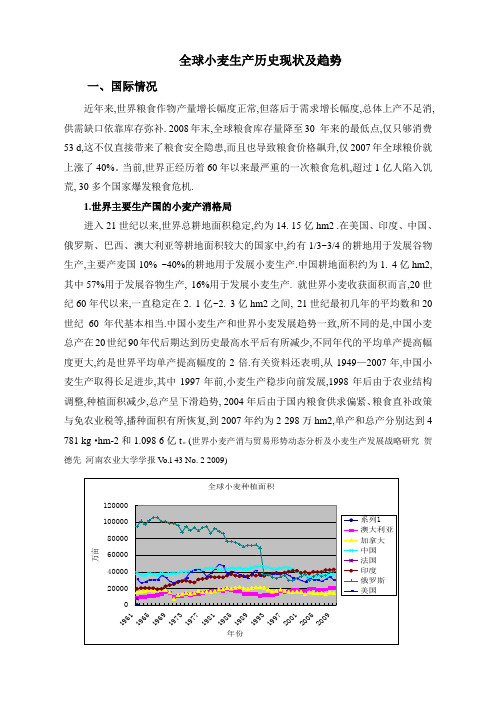 全球小麦生产历史现状及趋势