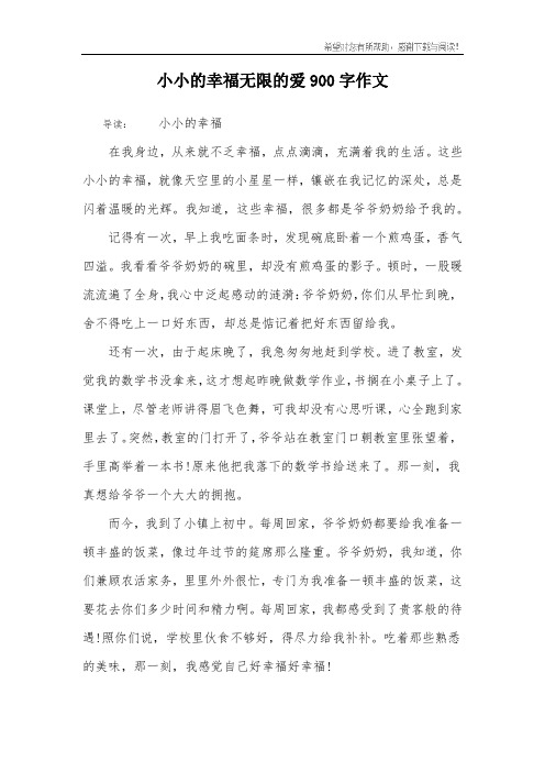 小小的幸福无限的爱900字作文