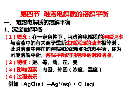 高一化学难溶电解质的溶解平衡(2)(PPT)5-2