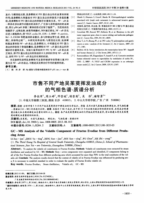 市售不同产地吴茱萸挥发油成分的气相色谱-质谱分析