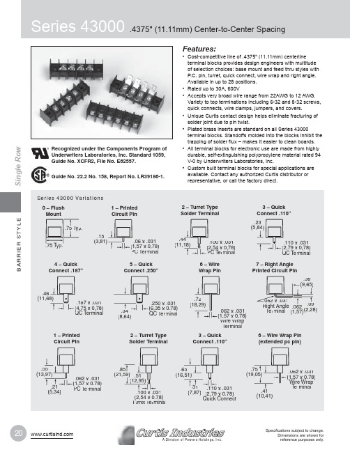 43000系列终端座  Curtis Industries说明书