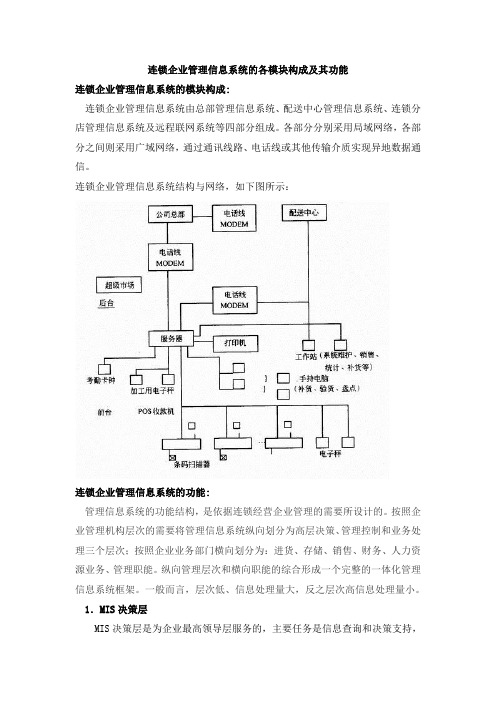 连锁企业管理信息系统的各模块构成及其功能