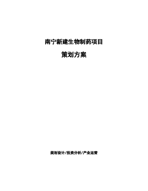 南宁新建生物制药项目策划方案