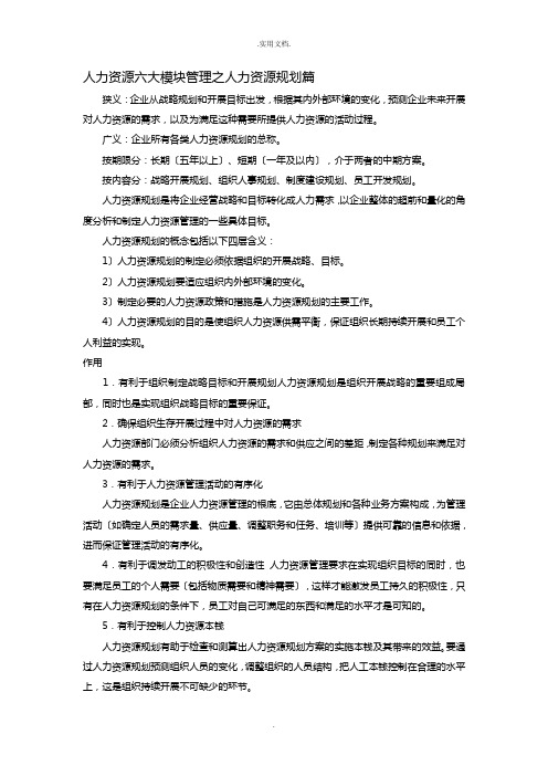 人力资源六大模块管理之人力资源规划篇