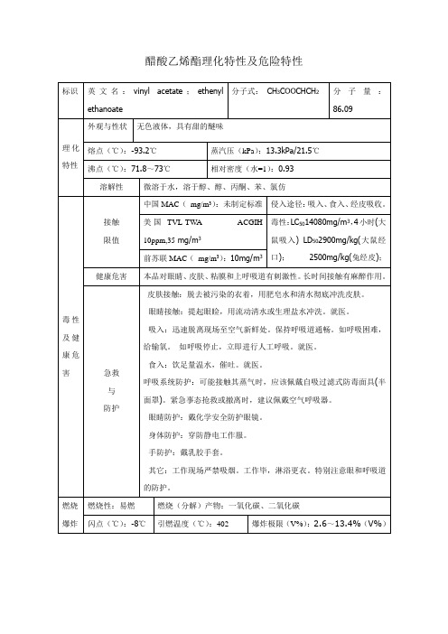 醋酸乙烯酯理化特性