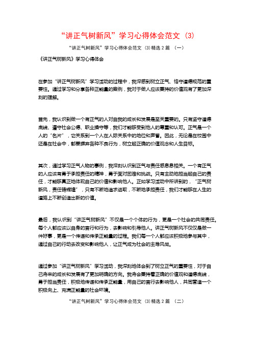 “讲正气树新风”学习心得体会范文2篇