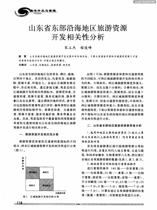 山东省东部沿海地区旅游资源开发相关性分析