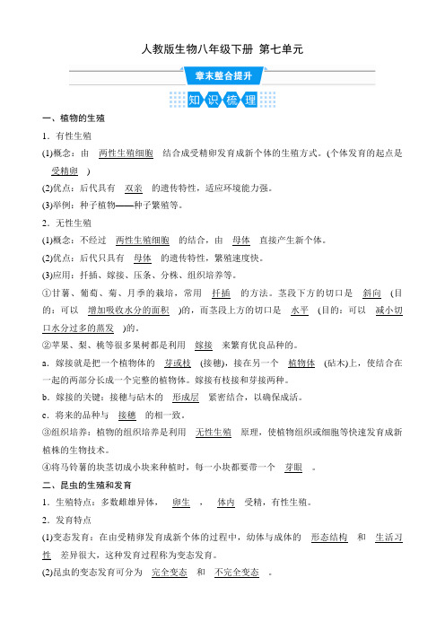 人教版生物八年级下册课时练 第七单元 7 第1章 章末整合提升