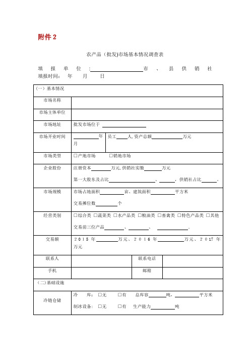 农产物(XX)市场基本情况调查表