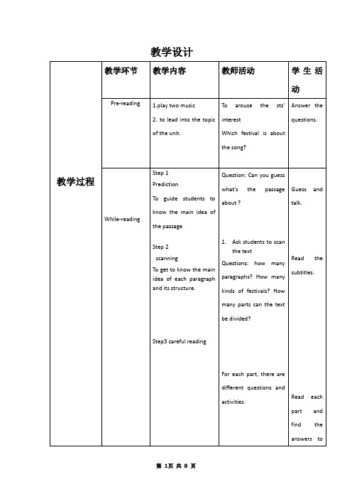 高中英语_unit 1 Warming up & Reading教学设计学情分析教材分析课后反思