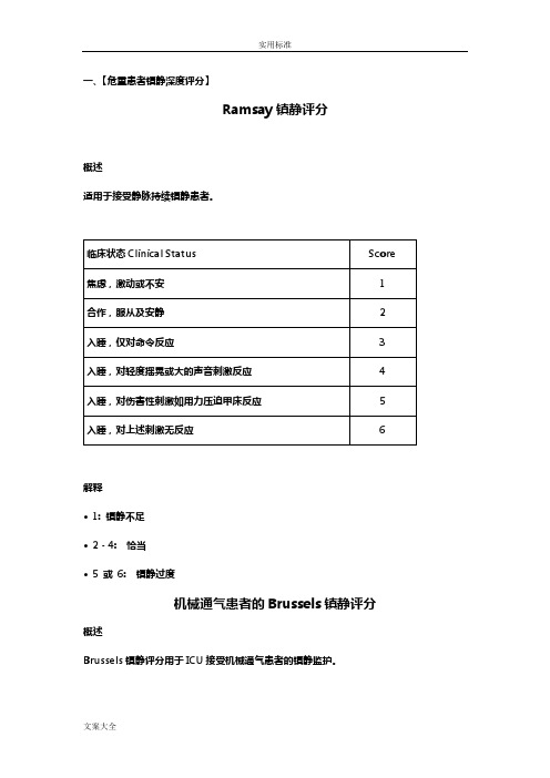 重症常用评分系统