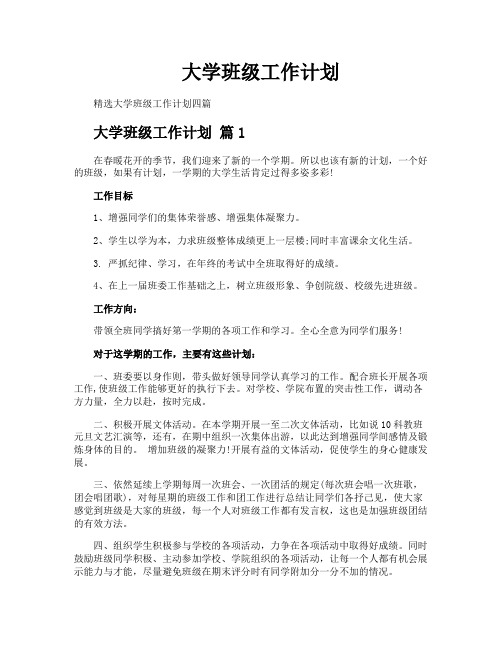 大学班级工作计划