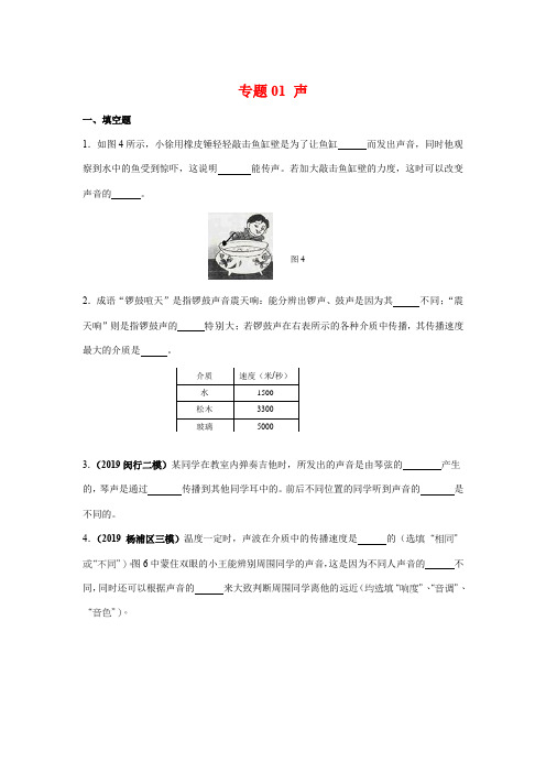 2021上海中考物理专项突破：专题01 声(解析版)