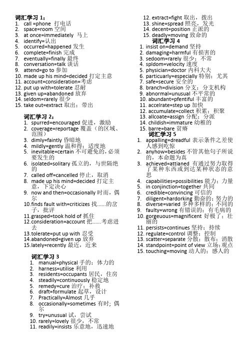 2014年职称英语综合A 词汇练习答案——近义词汇总