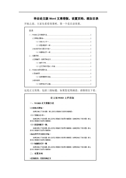 毕业论文级Word文章排版、设置页码、添加目录