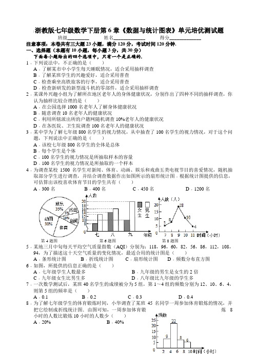 浙教版七年级数学下册第6章《数据与统计图表》单元培优测试题【含答案】