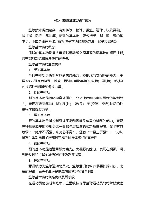 练习篮球基本功的技巧