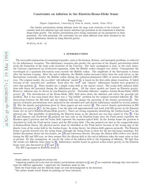 Constraints on Inflation in Einstein-Brans-Dicke Frame