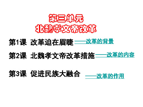 高中历史人教版选修一第三单元《北魏孝文帝改革》课件(共25张PPT)