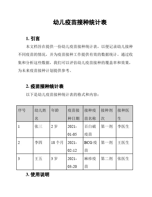 幼儿疫苗接种统计表