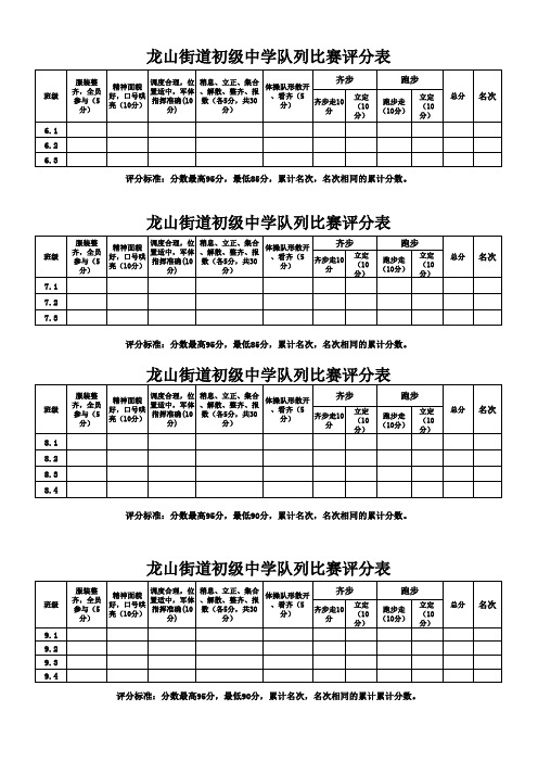 队列比赛评分表