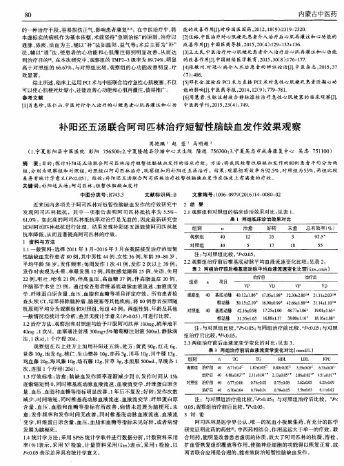 补阳还五汤联合阿司匹林治疗短暂性脑缺血发作效果观察