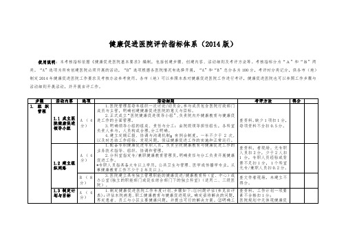 健康促进医院评价指标体系