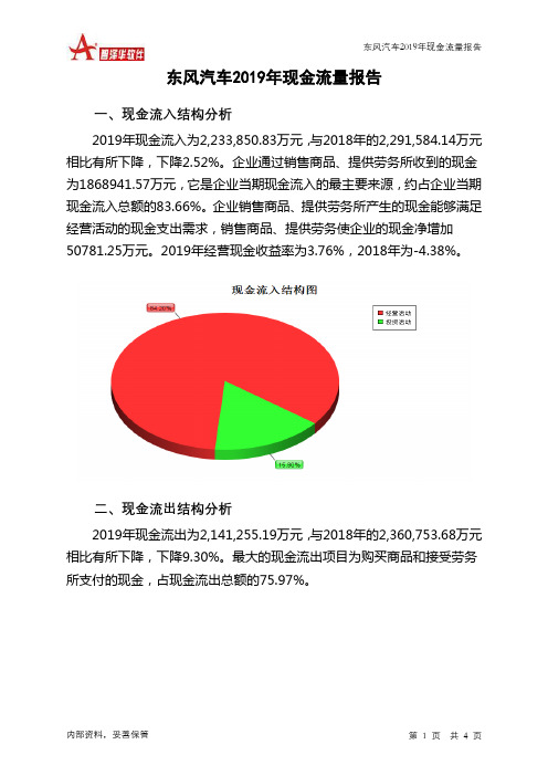 东风汽车2019年现金流量报告