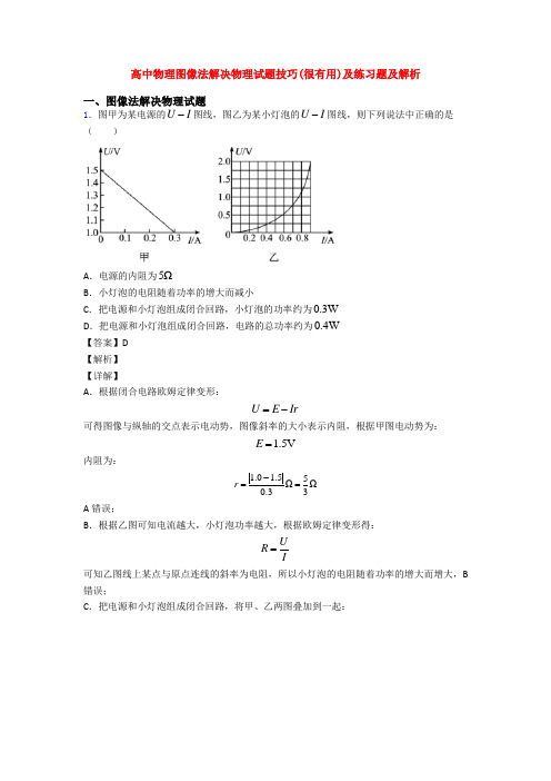 高中物理图像法解决物理试题技巧(很有用)及练习题及解析