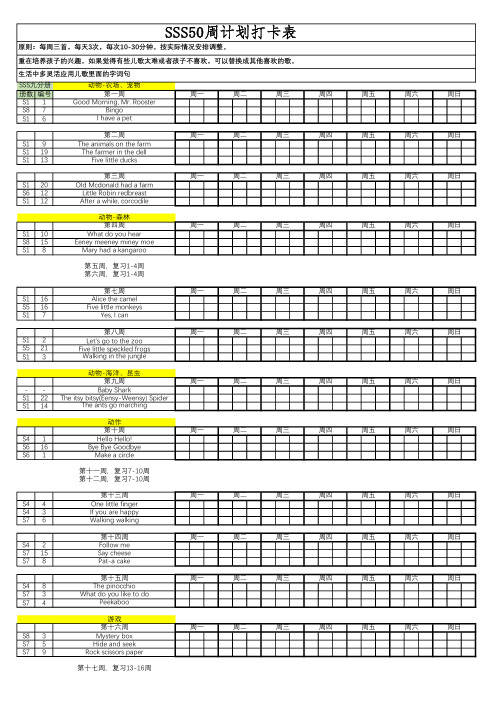 SSS 50周计划打卡表