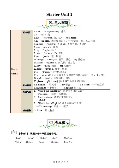 Starter Unit 2 速记清单 2023-24人教版七年级英语上册(解析版)