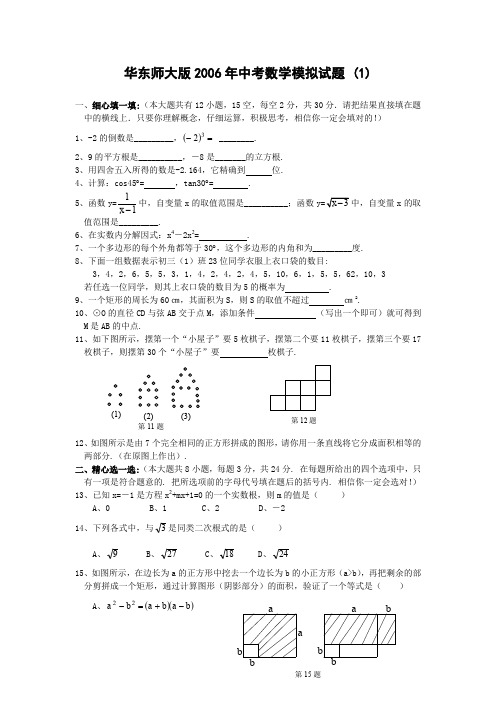 华东师大版2006年中考数学模拟试题(1).doc