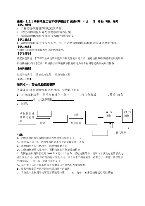 动物细胞工程和核移植技术1