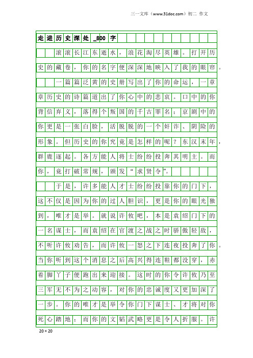 初二作文：走进历史深处_800字