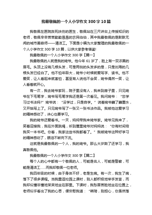 我最敬佩的一个人小学作文300字10篇