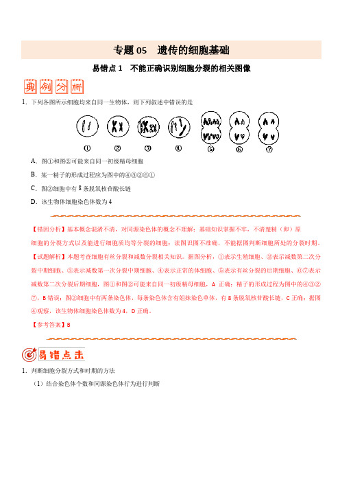 2020年高考生物之纠错笔记专题05 遗传的细胞基础(含解析)