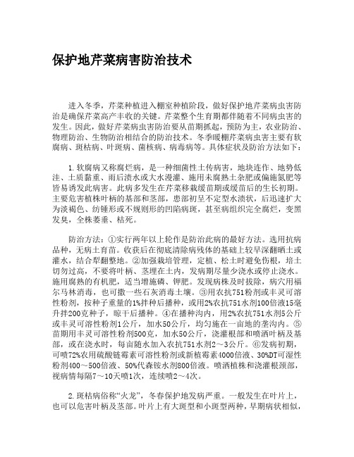 保护地芹菜病害防治技术