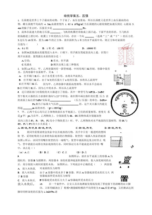 培优学案5压强.doc